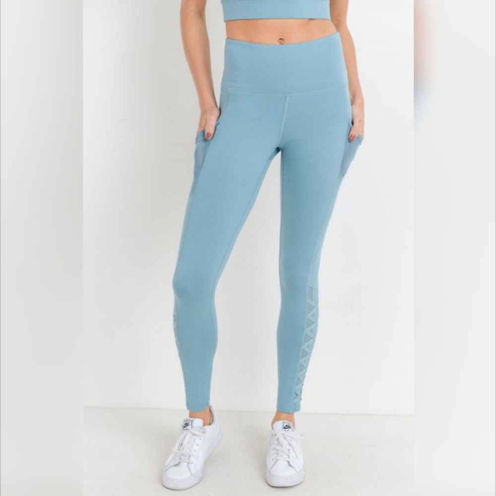 Highwaist Hybrid Mesh & Lattice Straps Full Pocket - Picture 6 of 7